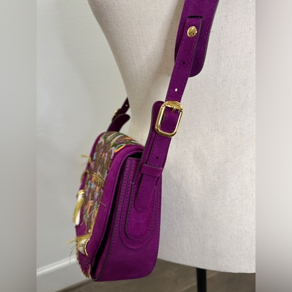 Collector’s Item (Rare Find) Roberto Cavalli purple suede beadded crossbody bag - Picture 7 of 13